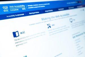website displaying information about web accessibility guidelines and standards