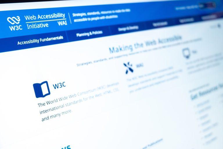 website displaying information about web accessibility guidelines and standards